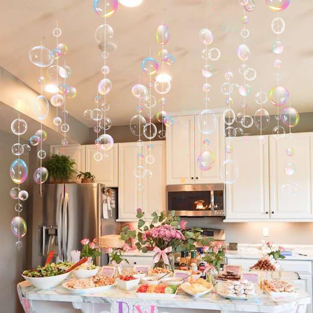 Transparent Color White Bubble Garlands Mermaid Party Decoration Supplies Under The Sea Water Bday Hanging Streamer Backdrop Kids Ocean Weddings Baby Shower Classroom Home Bedroom Beach Banner