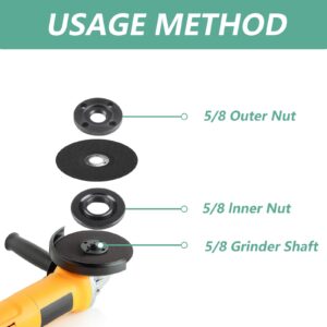 7pcs Angle Grinder Nuts, 1 Angle Grinder Wrench Spanner & 6 Angle Grinder Flange Nuts, 5/8-11 Grinder Angle Metal Lock Nuts Compatible with Dewalt Bosch Milwaukee Ryobi Metabo Grinder Nuts.