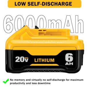 Simple Plus+ 2 Packs Replace for DeWalt 20v Battery 6.0Ah, Compatible with DeWalt 20V Cordless Power Tools