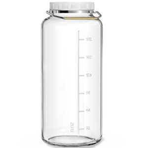 qianfenie 2 gallon glass jar with airtight lid, wide mouth mason jar with lids(7600ml), set of 1, 2 gallon large glass jar with lid and stainless steel handle