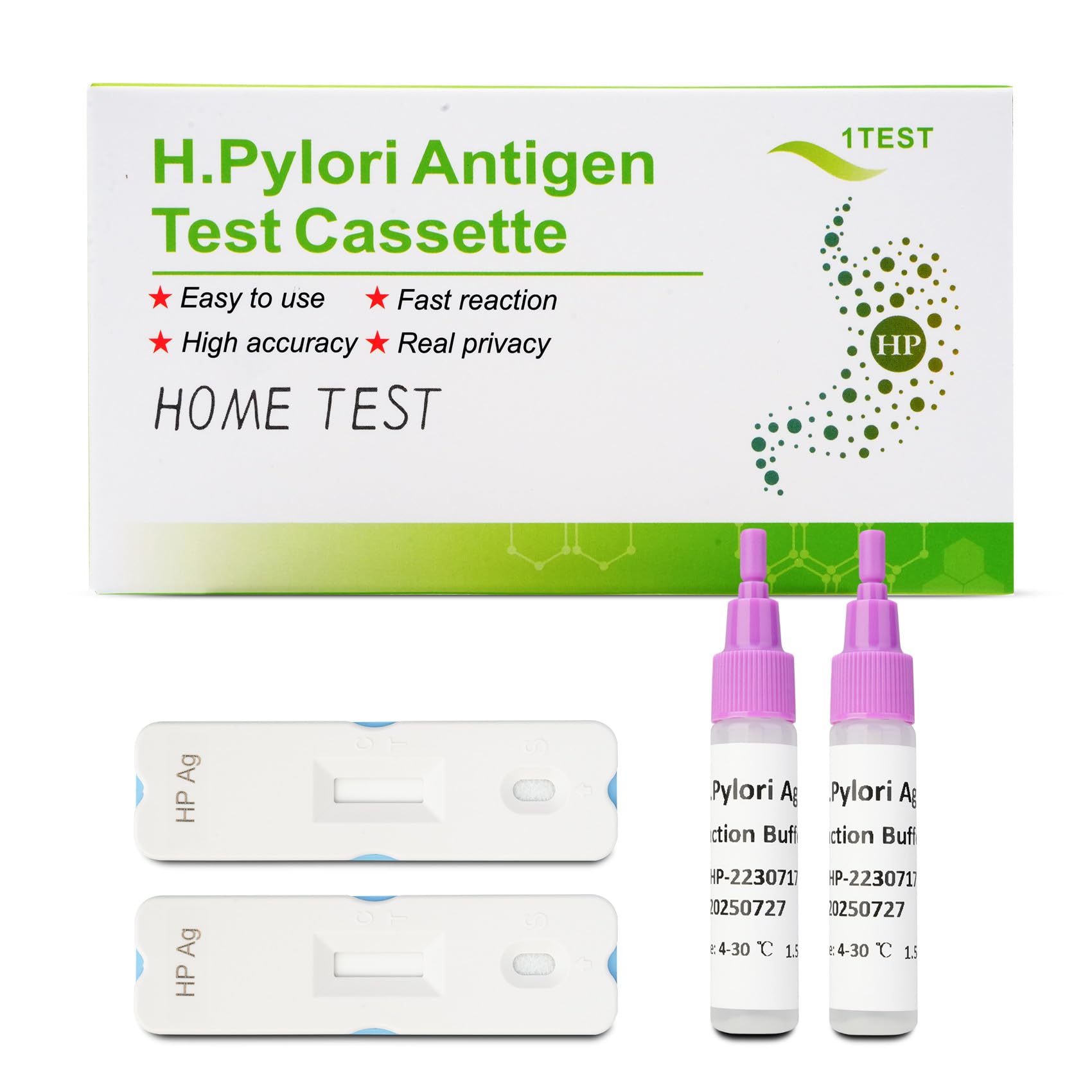 Helicobacter Pylori Stool Test Kits, H. Pylori，h. Pylori Stool (Antigen)10-15 Minutes of Quick Home Testing, The Result is Highly Accurate, Easy to Read and use,2 Test