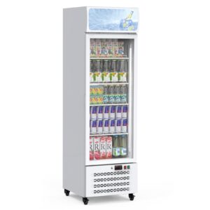 towallmark commercial display refrigerator, 11.3 cu.ft. beverage refrigerator display fridge, upright glass door merchandiser fridge beverage cooler with led light, adjustable shelves