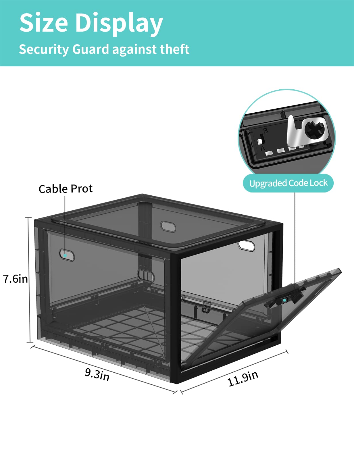 biliitim Large Medicine Lock Box for Safe Medication, Lockable Storage Cabinet for Fridge Food/Electronics Safe, Phone Jail Lock Box with Combination Code for Home/Dorms/Office Storage Lockers