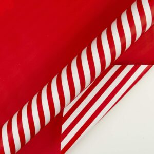 WRAPAHOLIC Reversible Wrapping Paper - Mini Roll - 17 Inch x 33 Feet - Red and Stripes Design for Christmas, Birthday, Holiday, Wedding, Baby Shower