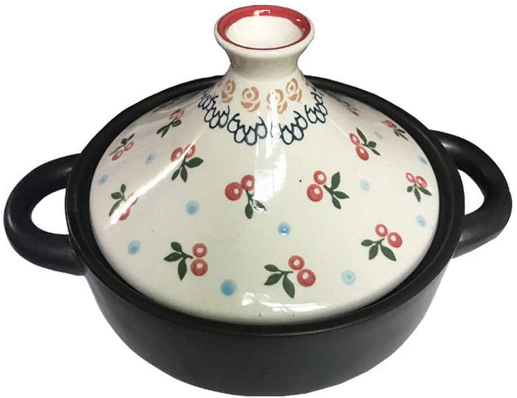 ECBCUEG Home 20Cm Tagine Pot, Hand Made and Hand Painted Tagine Pot Home Ceramic Cookware Lead Free Stew Casserole Slow Cooker 1.5L,A