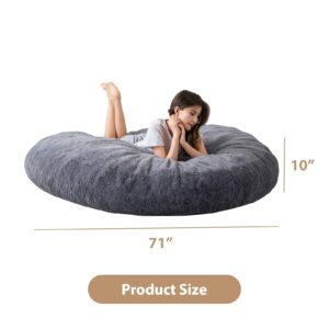 BYBYME 3 in 1 Bean Bag Chair, Convertible Chair Folds from Bean Bag to Lounger, High-Density Foam Filling, Faux Fur Big Sofa Bed, Giant Bean Bag Chair Bed for Adults