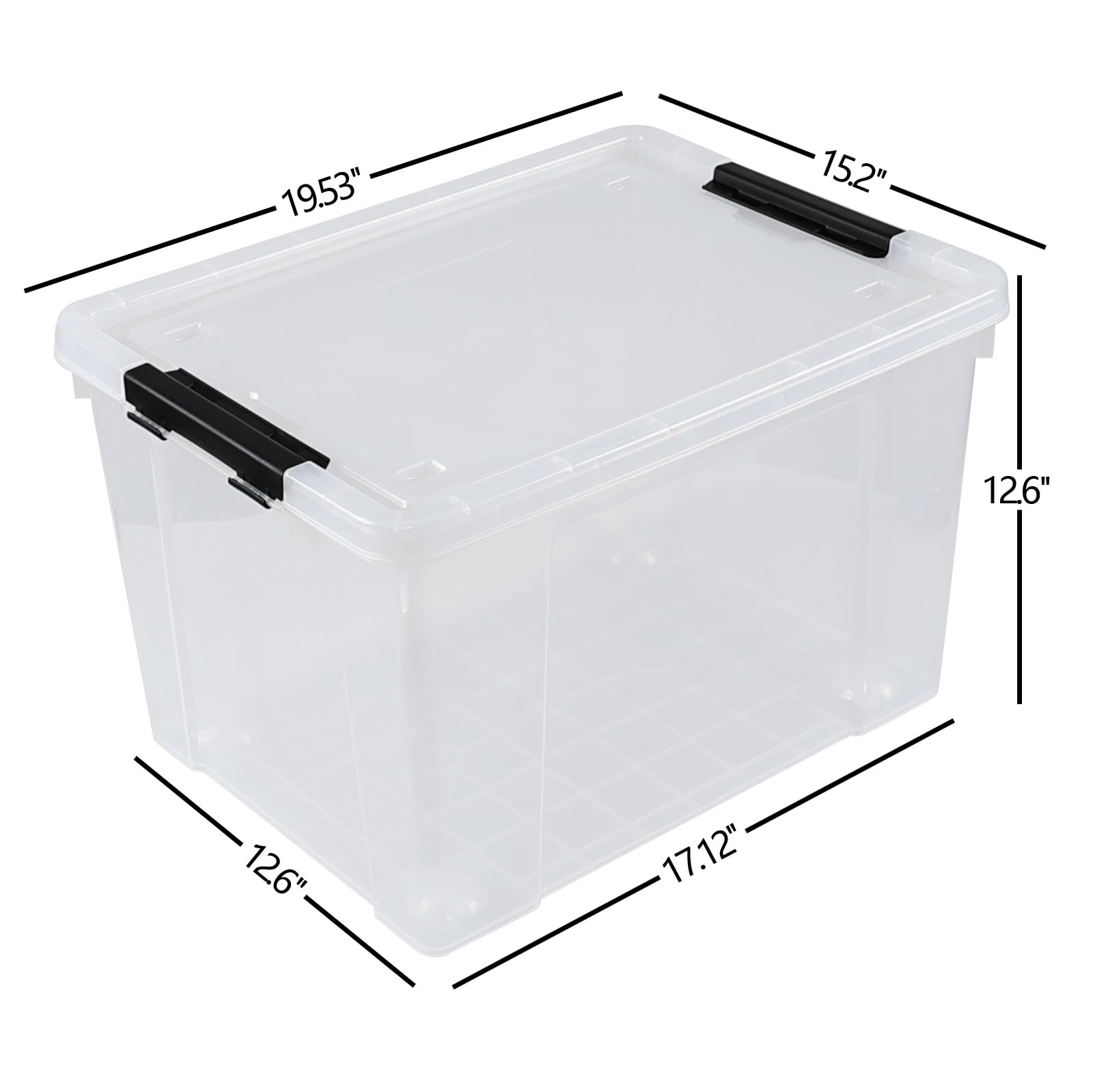 Aninhao 50 Quart Clear Latching Storage Box Bins, 4 Packs, Large Plastic Storage Boxes with Wheels