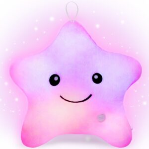 subao sensory toys for kids with autism,14" light up star plush toddler pillow soft touch,autism sensory toys,stress relief kids sleep aid adhd toys,birthday xmas gifts for boys girls age 3-12 pink