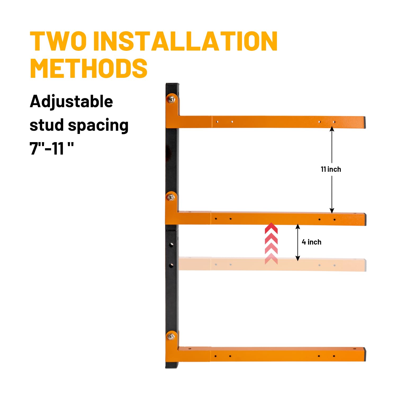 DIYTUNINGS Folding Garage Storage Rack Wall Mount, Heavy Duty Lumber Organizer Metal Rack, Wood Storage Shelves for Home Improvement Indoor & Outdoor Use, Holds up to 720 lbs