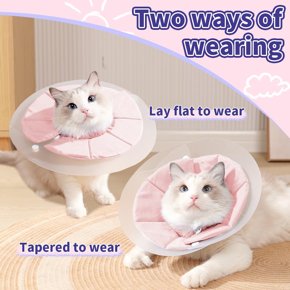 Cat Cone Collar Soft, Lightweight Cat Cones to Stop Licking, Adjustable Soft Cone for Cats After Surgery, Waterproof Kitten Cones Elizabethan Collar for Cats Recovery Collar Soft Cat Neck Cone