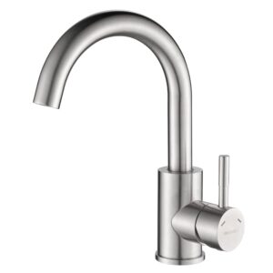 roddex bar sink faucet, single hole 360 swivel stainless steel faucets, small modern single handle tap for kitchen bath bathroom sink, brushed nickel