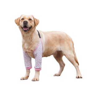 hdkuw dog elbow protector for calluses,dog recovery suit for front legs,cone collar alternative to stop licking elbow wounds,elbow cover sleeve for small medium large dog floral l