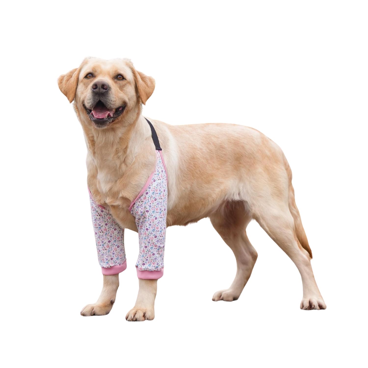 HDKUW Dog Elbow Protector for Calluses,Dog Recovery Suit for Front Legs,Cone Collar Alternative to Stop Licking Elbow Wounds,Elbow Cover Sleeve for Small Medium Large Dog Floral L