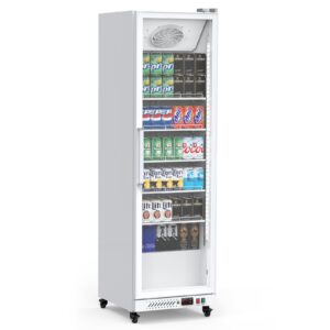 towallmark commercial display refrigerator, 12.4 cu.ft. beverage refrigerator display fridge, upright glass door merchandiser fridge beverage cooler with led light, adjustable shelves