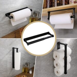 Under Cabinet Paper Towel Holder with Telescopic Rod, Mounts Easily with Adhesive or Screws, Fits Standard Rolls