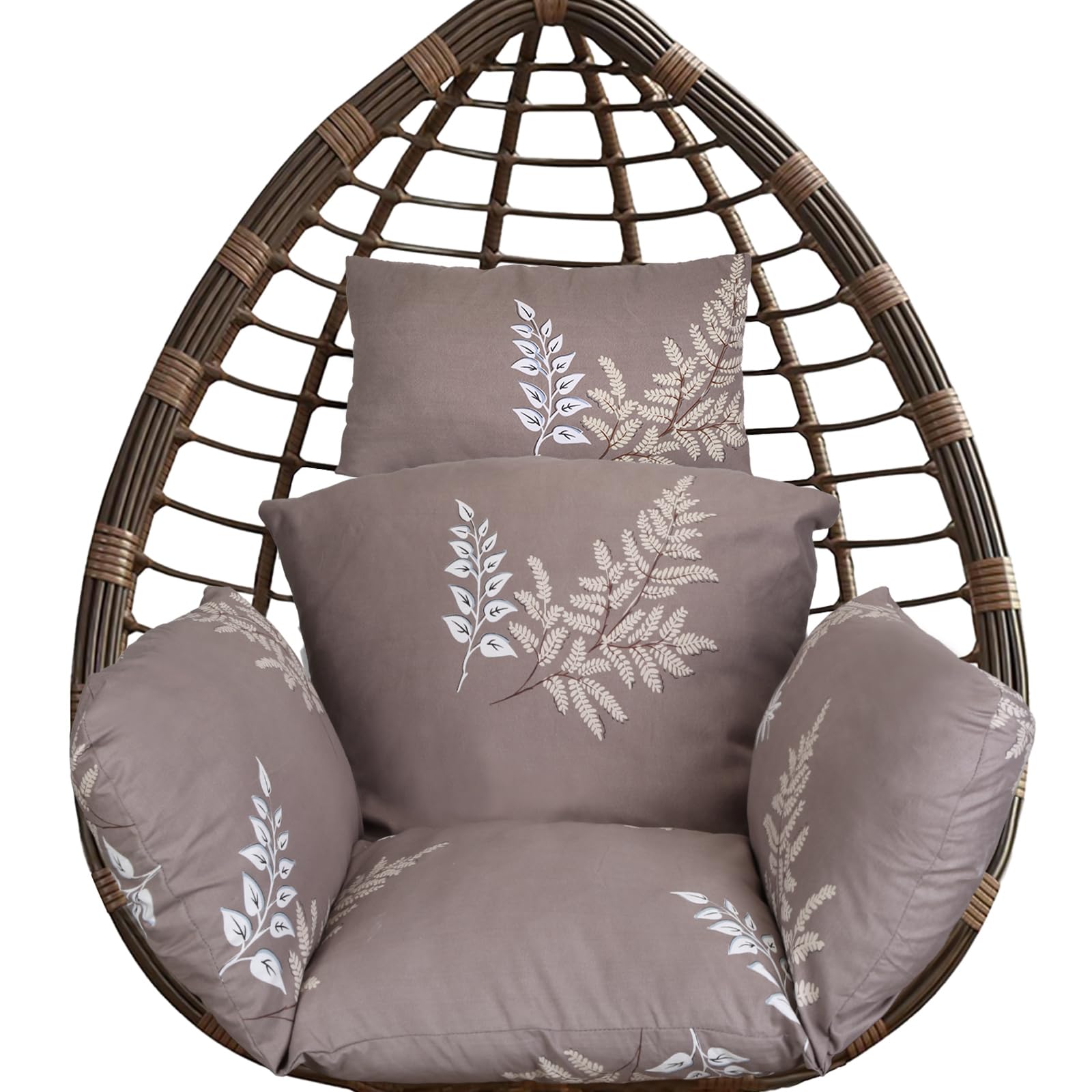 KOCASO Upgrade Egg Chair Cushion, Soft Swing Basket Chair Pads, Hanging Egg Chair Cushion, Soft Patio Furniture, Swing Egg Chair Cushion Seat Hammock Pillow with Ties Sofa Outdoor Indoor, CoffeeLeaf