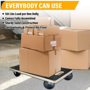 Furniture Dolly 4 Wheels Capacity Moving Dolly Heavy Duty 2 Pack Wooden Platform Dolly 551 Lbs Capacity Rectangle Multifunctional Mover Carrier for Cardboard Boxes Flower pots Sofas Furniture Pianos