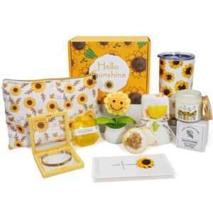 sunflower gifts for women, 11pcs sending sunshine gifts package, birthday gifts for women, get well soon care gifts package after surgery, inspirational gifts for women friends, sympathy gift baskets