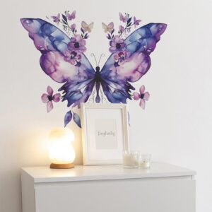 TUOKING Purple Butterfly Wall Stickers Removable Wall Murals Peel and Stick Wall Art Decal Home Decor for Kitchen,Bedroom,Living Room(fun-e89)