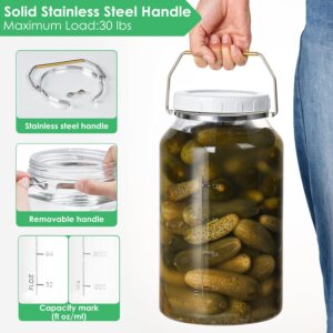 Qianfenie 1 Pack 1.5 Gallon(5700ML) Glass Jar with Screw Lid, BPA Free and Dishwasher Safe, Wide Mouth Glass Canister with Stainless Steel Handle, Large Mason Jar for Kitchen Food Storage