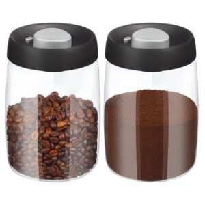 heipoklife vacuum coffee canisters with airtight lids,sealed food storage glass container,ground coffee bar accessories,beans,sugar,tea,cookies,40 floz 2pcs sets for kitchen