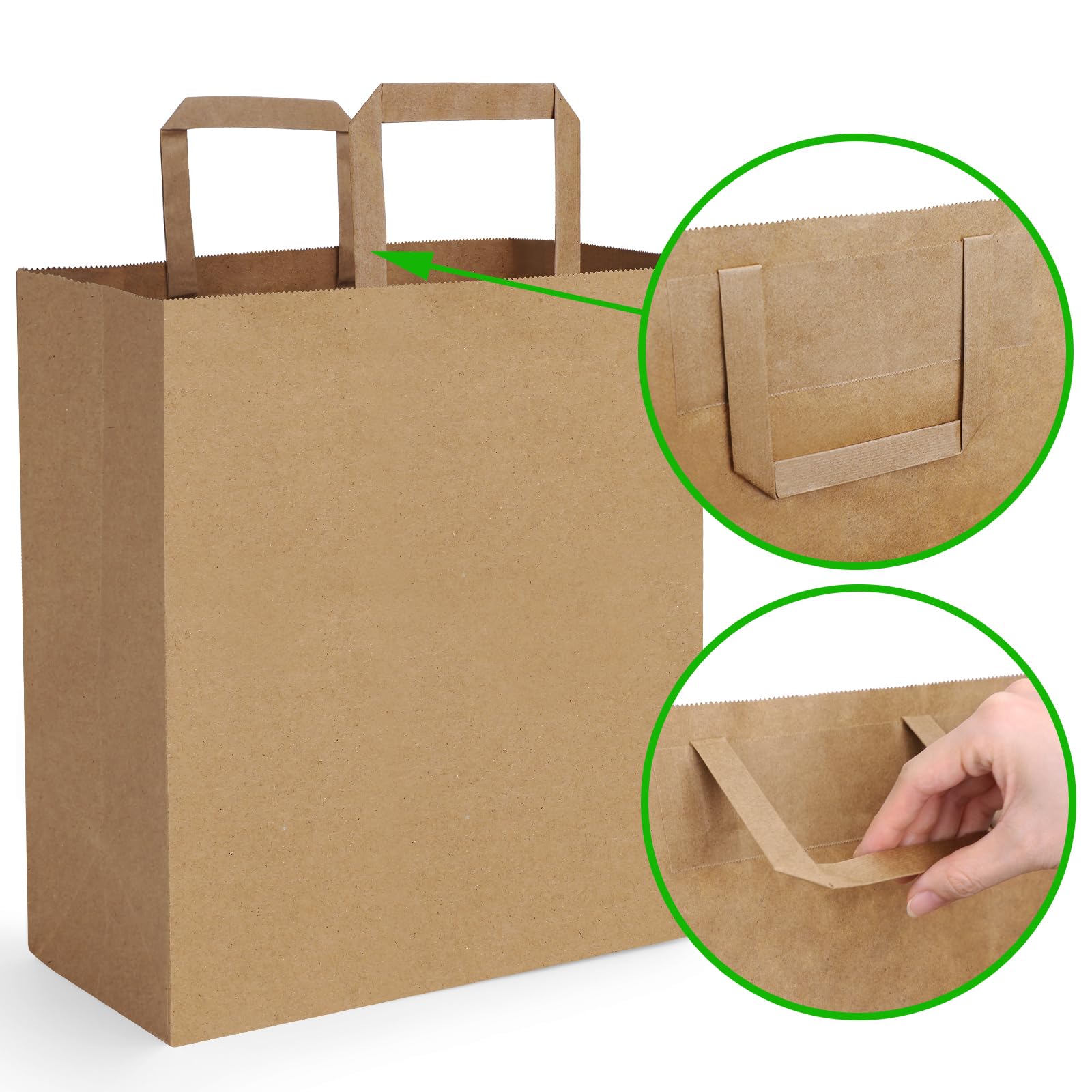 BagDream Paper Grocery Bags 13x7x17 50Pcs Large Grocery Bags with Handles Kraft Brown Paper Bags Gift Bags Shopping Bags, Retail Merchandise Bags, Recycled Takeout/To Go Bags