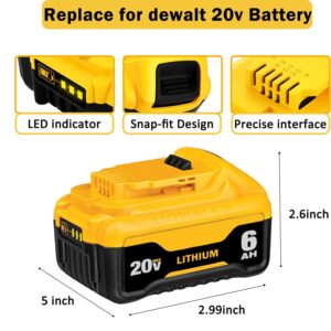 Simple Plus+ 2 Packs Replace for DeWalt 20v Battery 6.0Ah, Compatible with DeWalt 20V Cordless Power Tools