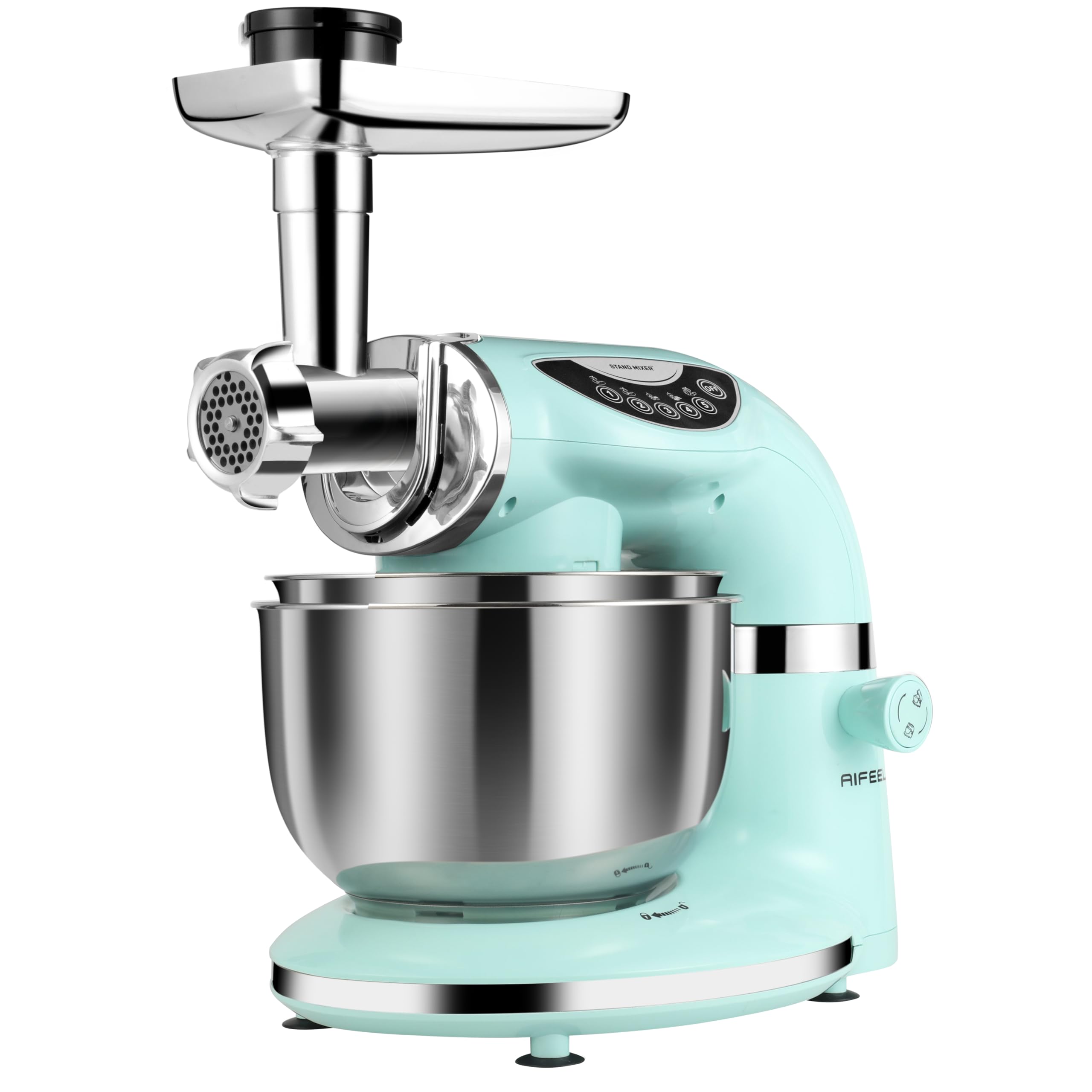 Aifeel Stand Mixer, 8.5QT+ 6QT Two Stainless Steel Bowls Electric Food Mixer, 7 in 1 Multifunctional Kitchen Mixer with Dough Hook, Whisk, Beater, Meat Grinder,Pasta & Cookie Maker-Green