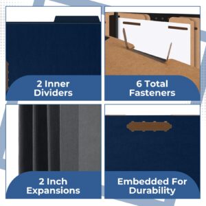 18 Pcs Legal Size Pressboard Classification Folders 2 Dividers 2 Inch Expansions File Folders with 2 Prongs Fasteners 8.5 x 14in for Office Organize Paper Files Medical Records(Black,Grey,Blue)