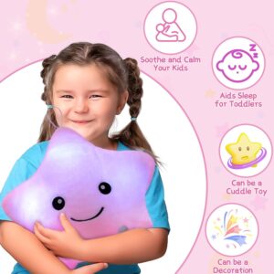 Subao Sensory Toys for Kids with Autism,14" Light Up Star Plush Toddler Pillow Soft Touch,Autism Sensory Toys,Stress Relief Kids Sleep Aid ADHD Toys,Birthday Xmas Gifts for Boys Girls Age 3-12 Pink