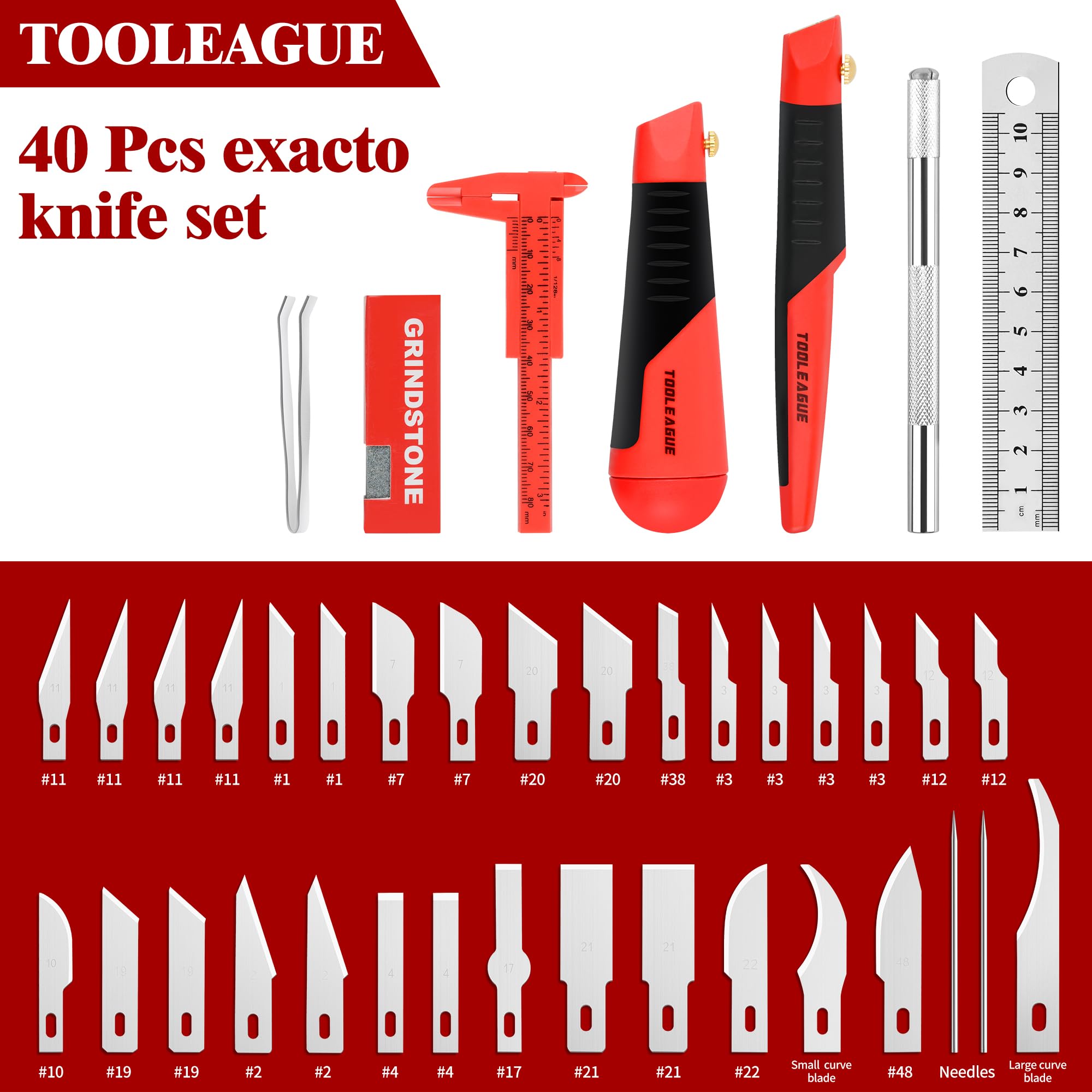 TOOLEAGUE 40Pcs Craft Knife Set,Precision Hobby Knife Set with Premium Storage Case,Art Knife for Pumpkin Carving, Modeling, Exactly Knife, Pumpkin Carving Tools