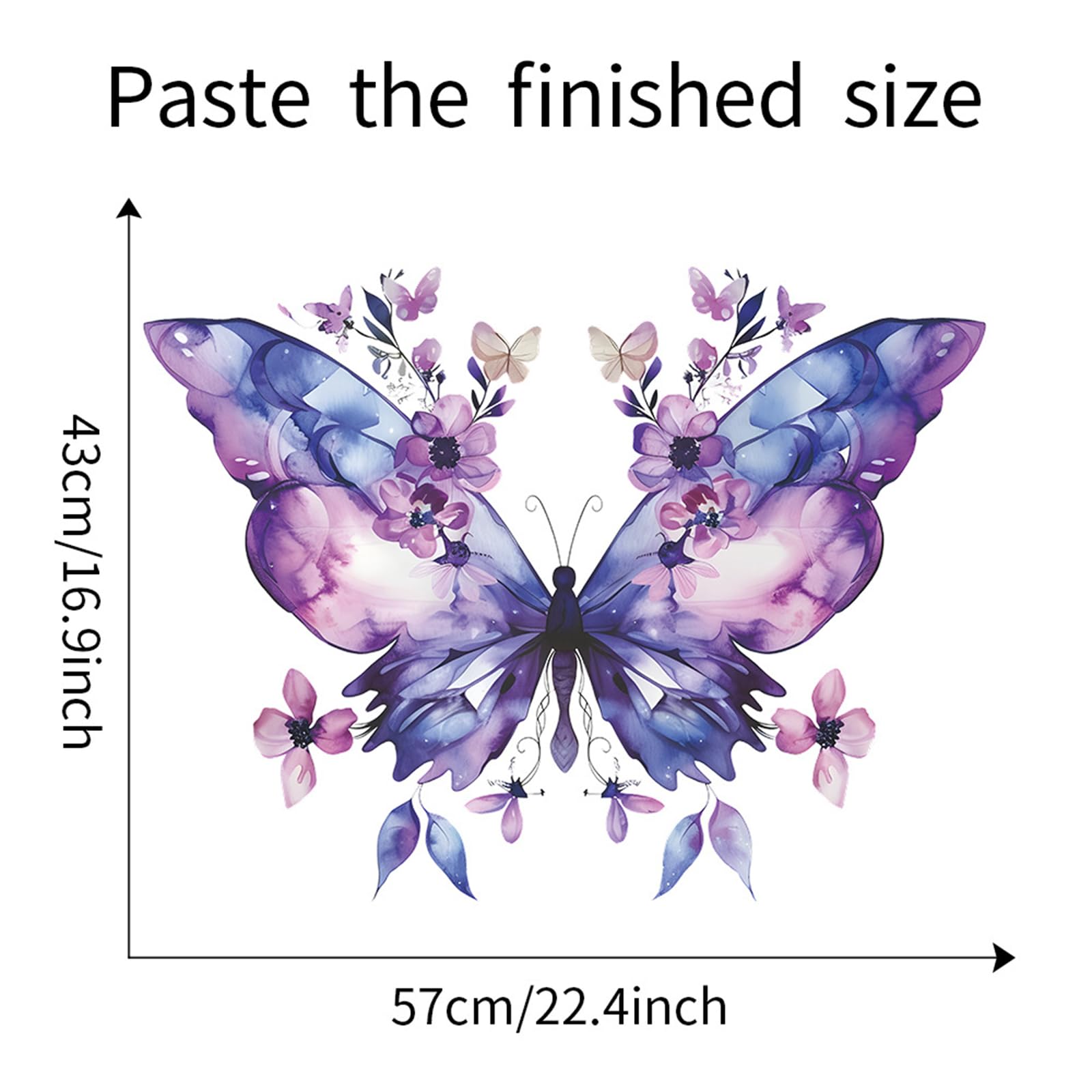 TUOKING Purple Butterfly Wall Stickers Removable Wall Murals Peel and Stick Wall Art Decal Home Decor for Kitchen,Bedroom,Living Room(fun-e89)