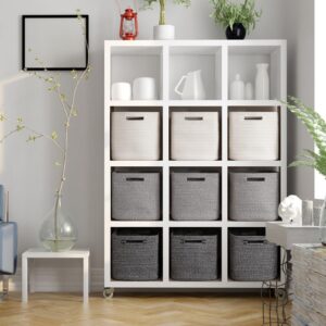 SIXDOVE Storage Cubes Cotton Rope Woven Baskets for Organizing, 11 * 11 Inches Shelf Storage Basket|Cube Storage Bin|Square Baskets, Living Room, Baby Room, Student Dormitory-Grey