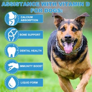 Dog Vitamins D Supplements 2 Fl Oz Liquid Vitamin D for Dogs Strong Bones& Structural Support, Promote Healthy Immune