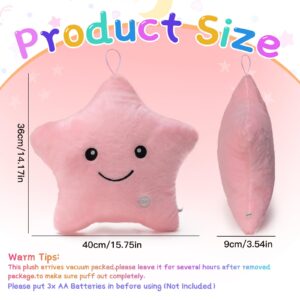 Subao Sensory Toys for Kids with Autism,14" Light Up Star Plush Toddler Pillow Soft Touch,Autism Sensory Toys,Stress Relief Kids Sleep Aid ADHD Toys,Birthday Xmas Gifts for Boys Girls Age 3-12 Pink