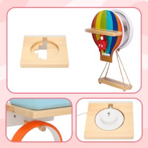 for Toniebox Tonies Shelf, Storage for Creative Tonies Magnetic Wall Shelf for Tonie Figures,8-15 Characters,Wooden Hanging Shelf for Kids (Hot air Balloon + Box Rack)