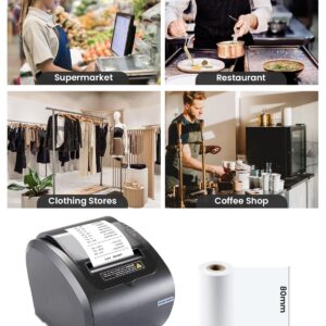 BORN4SHIP 80mm Receipt Printer - Thermal Receipt Printer Easy to Connect, Compatible with Windows/Mac/Linux, Supports USB Serial Ethernet Interface, 260mm/s Low Noise Printing, for ESC/POS (No Square)