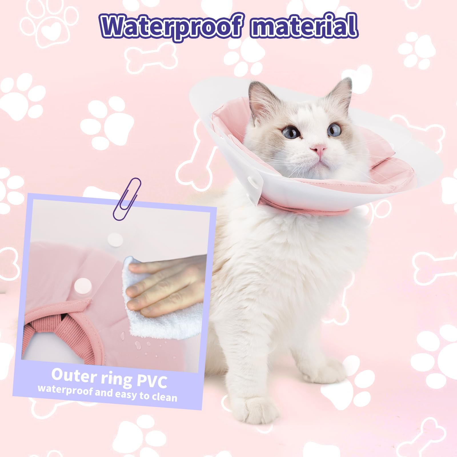 Cat Cone Collar Soft, Lightweight Cat Cones to Stop Licking, Adjustable Soft Cone for Cats After Surgery, Waterproof Kitten Cones Elizabethan Collar for Cats Recovery Collar Soft Cat Neck Cone