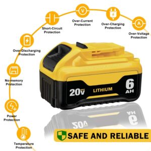 Simple Plus+ 2 Packs Replace for DeWalt 20v Battery 6.0Ah, Compatible with DeWalt 20V Cordless Power Tools