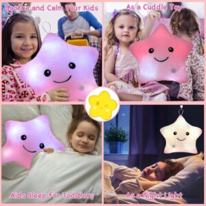 Subao Sensory Toys for Kids with Autism,14" Light Up Star Plush Toddler Pillow Soft Touch,Autism Sensory Toys,Stress Relief Kids Sleep Aid ADHD Toys,Birthday Xmas Gifts for Boys Girls Age 3-12 Pink