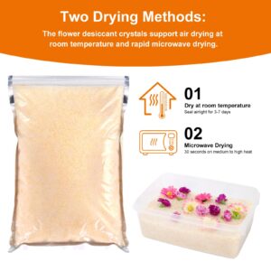 1000g(2.2LBS) Silica Gel Flower Drying Crystals, Silicate Desiccant for Drying Flowers, Reusable Flower Preservative, Color Display Fine Crystals Desiccant