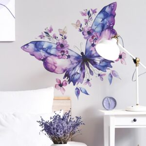 tuoking purple butterfly wall stickers removable wall murals peel and stick wall art decal home decor for kitchen,bedroom,living room(fun-e89)