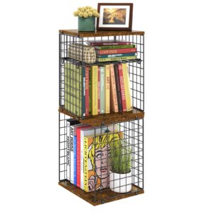 honkazita 2 wooden storage cubes,adjustable stackable wooden book rack for living room, bedroom diy variable small book shelfs