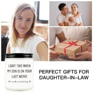 Daughter in Law Gifts, Funny Daughter in Law Birthday Gifts, Mothers Day Gifts for Future Daughter in Law from Mother in Law/Father in Law, Unique Candle Gifts for Daughter in Law, Son’s Girlfriend