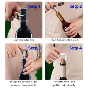 GOBETTER Wine Opener, Professional Corkscrews for Wine Bottles Cap Remover, Manual Wine Key for Home Use, Servers, Waiters Bartenders and Wine Lovers, Classic Rosewood