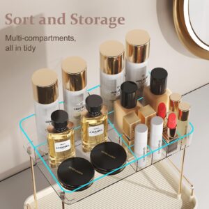 Delamu Bathroom Counter Organizer, 2 Tier Large Drawer Skincare Organizer with Compartment, Multi-purpose Makeup Organizer Countertop Exquisite, Clear