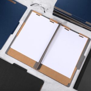 18 Pcs Legal Size Pressboard Classification Folders 2 Dividers 2 Inch Expansions File Folders with 2 Prongs Fasteners 8.5 x 14in for Office Organize Paper Files Medical Records(Black,Grey,Blue)