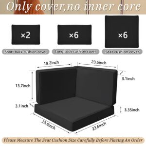 Patelai 14 Pieces Outdoor Cushion Slipcovers Outdoor Patio Cushion Covers Replacement Outdoor Sectional Cushion Covers Seat Cushion Coves for Outdoor Patio Furniture, Covers Only (Black)