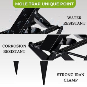 2 PCs Mole Traps Scissor, Reusable Black Galvanized Steel Scissor Trap for Lawns Outdoor Use, Ground Mole Trap Easy to Set Quick Capture Gopher