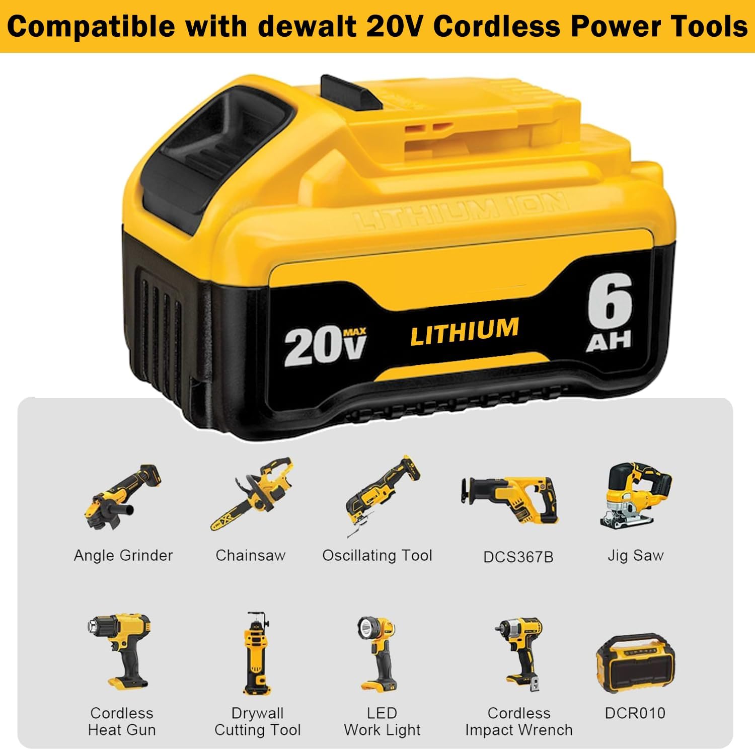 Simple Plus+ 2 Packs Replace for DeWalt 20v Battery 6.0Ah, Compatible with DeWalt 20V Cordless Power Tools